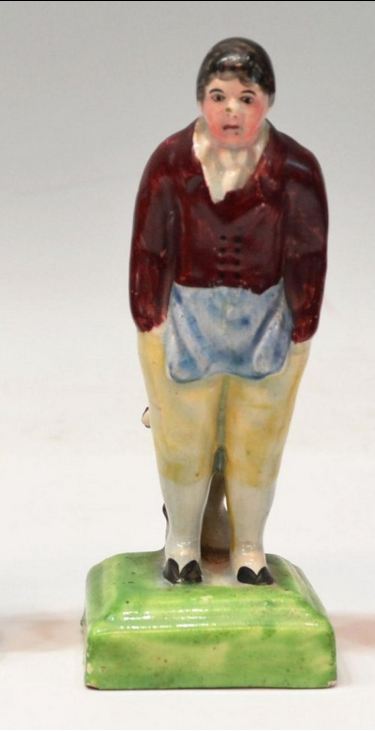 antique Staffordshire figure, Staffordshire pottery figure, Sam Swipes, pearlware figure, Myrna Schkolne