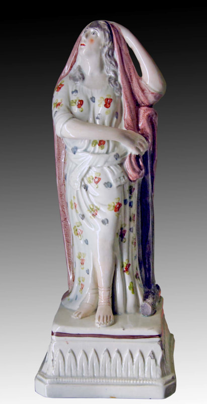 antique Staffordshire figure, Staffordshire pottery figure, T. Smith, Theophilus Smith, pearlware figure, bocage figure, Myrna Schkolne, Hope 