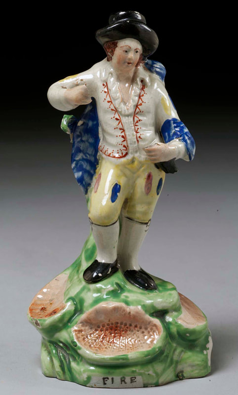 antique Staffordshire figure, Staffordshire pottery figure, Dale staffordshire figure, John Dale, pearlware figure, bocage figure, Myrna Schkolne 