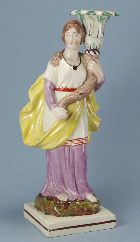 antique Staffordshire figure, Staffordshire pottery figure, T. Smith, Theophilus Smith, pearlware figure, bocage figure, Myrna Schkolne, putti 