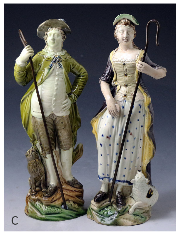 antique Staffordshire pottery, figure Jobson Nell, Tournai figure