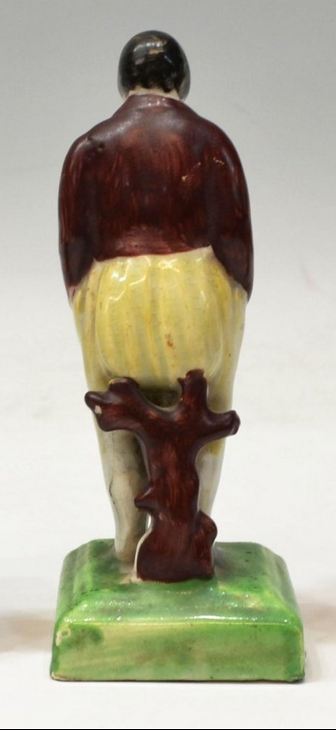 antique Staffordshire figure, Staffordshire pottery figure, Sam Swipes, John Liston figure, pearlware figure, Myrna Schkolne
