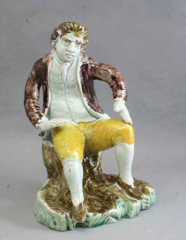 Marat, assassination of Marat, antique Staffordshire pottery, antique Staffordshire figure, pearlware, Myrna Schkolne