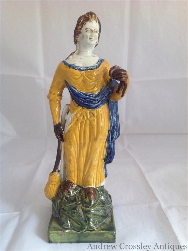antique Staffordshire, antique figure, Staffordshire pottery figure, pearlware figure, Pratt ware, Prattware, Myrna Schkolne