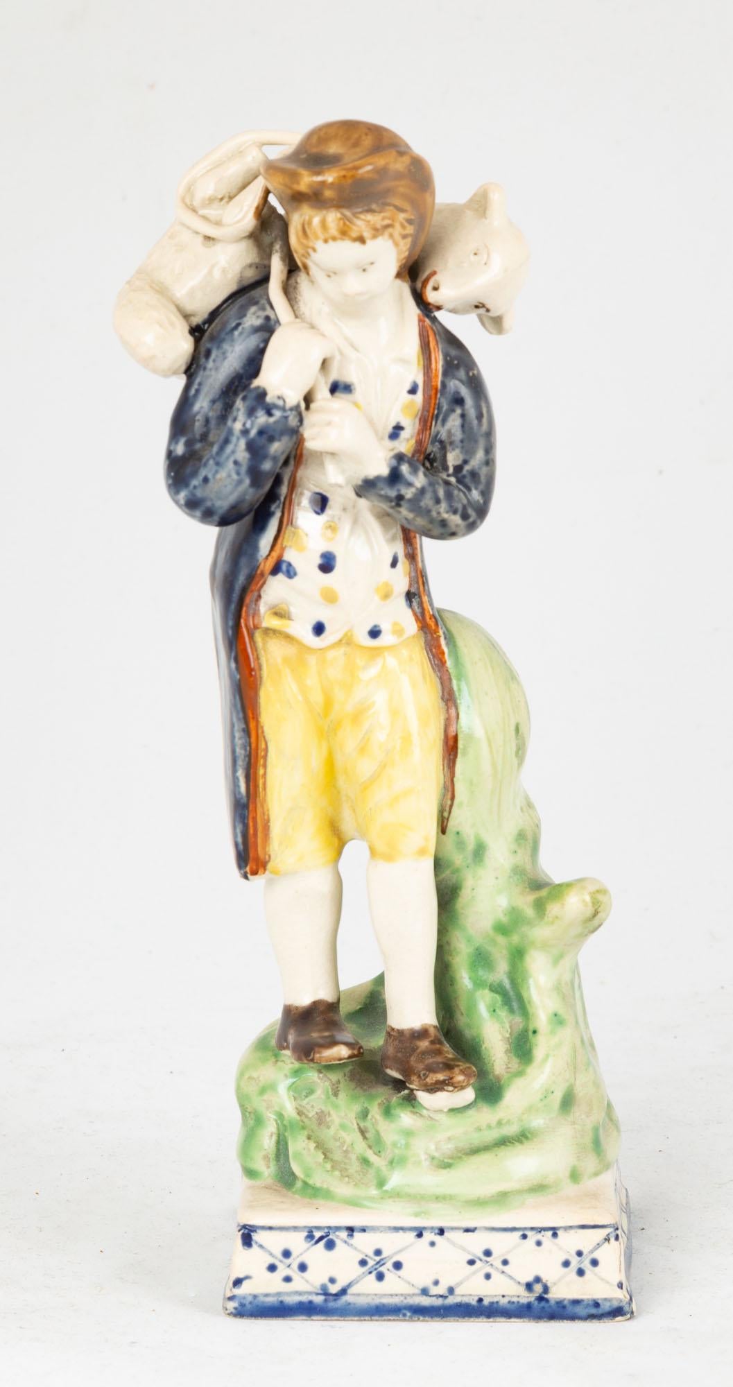 Staffordshire pottery figure, antique Staffordshire, Parable of the Lost Sheep, 