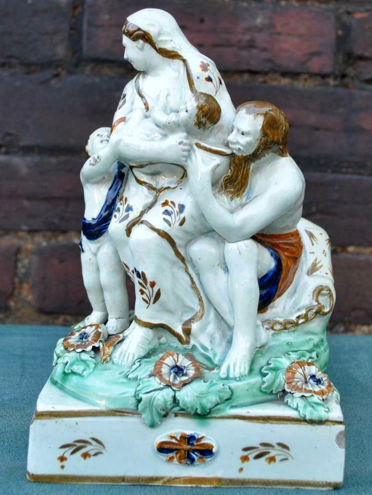 antique Staffordshire pottery, antique Staffordshire figure, Grecian Daughter, pratt ware, prattware, Myrna Schkolne
