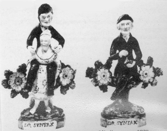 antique Staffordshire figure, Staffordshire pottery, pearlware figure, Dr Syntax figure, Myrna Schkolne