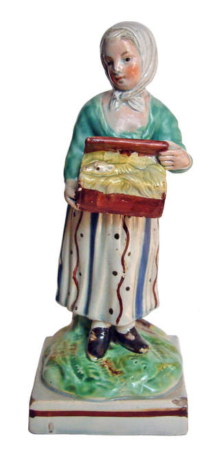 antique Staffordshire figure, Staffordshire pottery figure, Wedgwood figure, Ralph Wedgwood, pealrware figure, bocage figure, Myrna Schkolne, 
