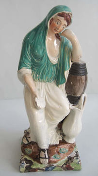 antique Staffordshire pottery, Staffordshire figure, Elijah and the Widow, Lakin & Poole, pearlware figure, Myrna Schkolne