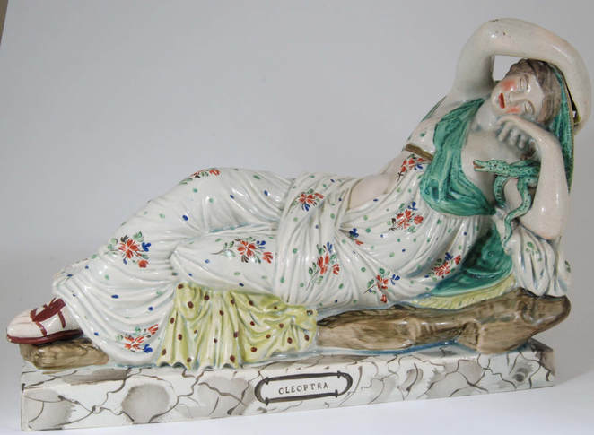 antique Staffordshire pottery figure, pearlware figure, Staffordshire figure Wesley, Myrna Schkolne, prattware figureture