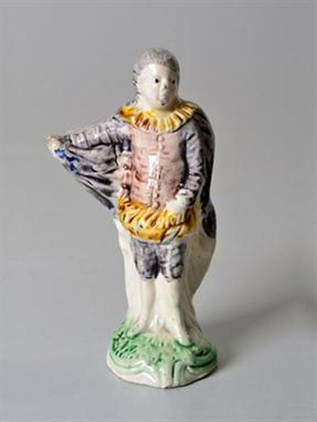 Staffordshire pottery figure, antique Staffordshire figure, pearlware figure, theatrical figure, Myrna Schkolne