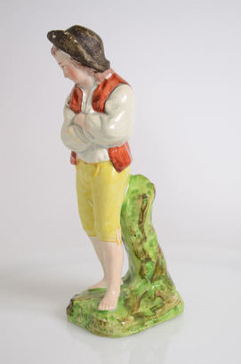anttique Staffordshire figure, Staffordshire pottery figure, Cymon, Simon, Iphigenia, Ralph Wood figure, Myrna Schkolne, pearlware figure