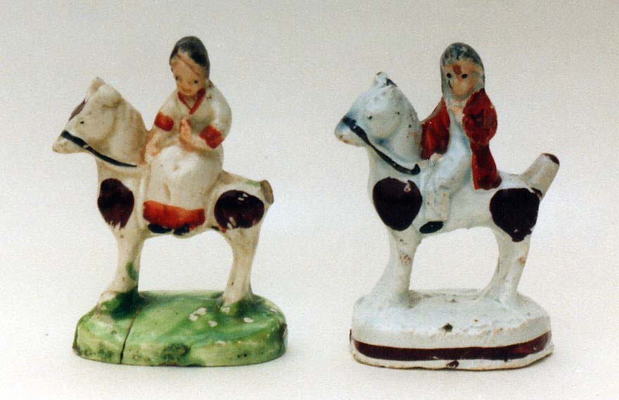antique Staffordshire figure, Staffordshire pottery figure, SALT, pearlware figure, bocage figure, Myrna Schkolne,  equestrian