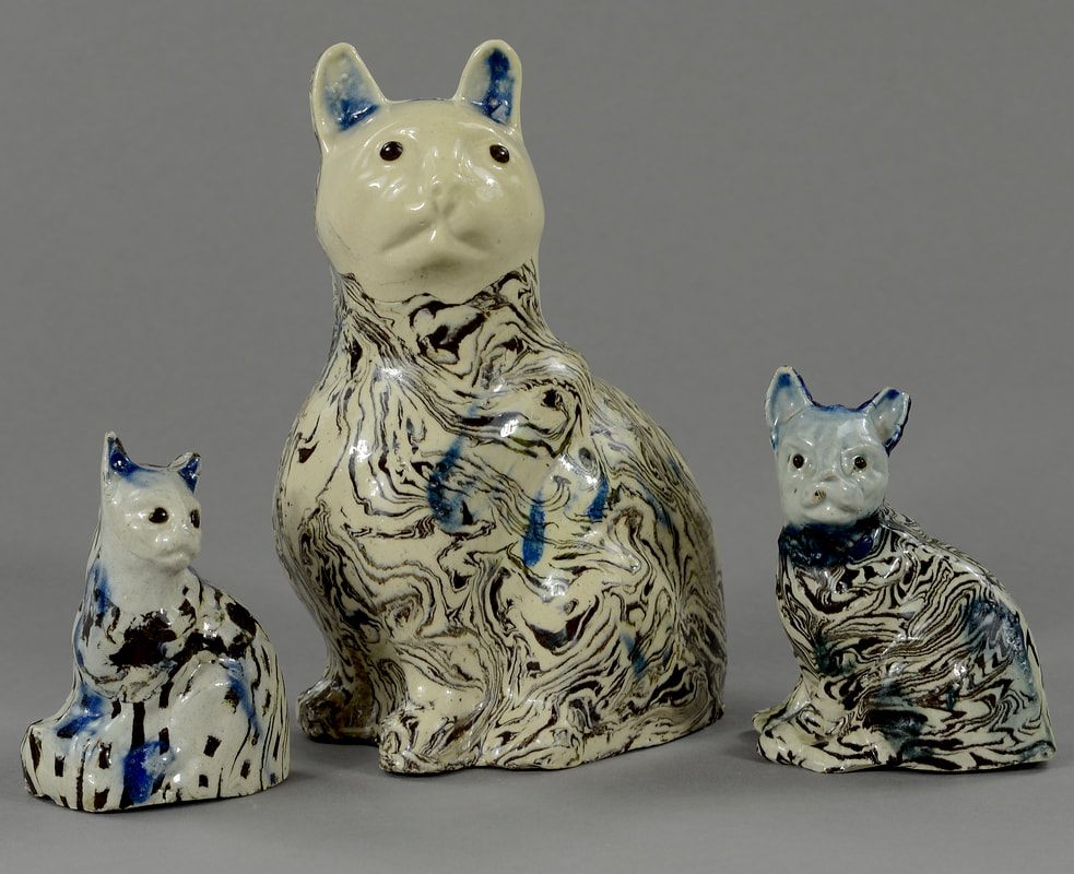 antique Staffordshire pottery, antique Staffordshire cat, agate cat, agateware, Myrna Schkolne