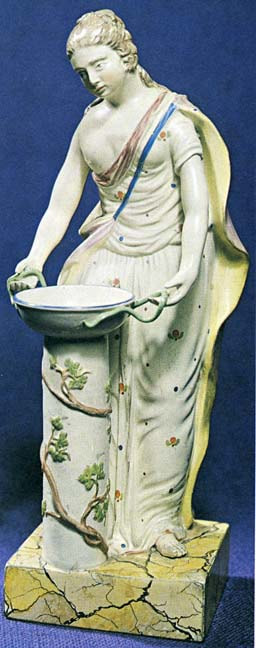 Lakin & Poole, antique Staffordshire pottery, Staffordshire figure, antique Staffordshire, pearlware figure, Ariadne, Hygea, lead glazed figure