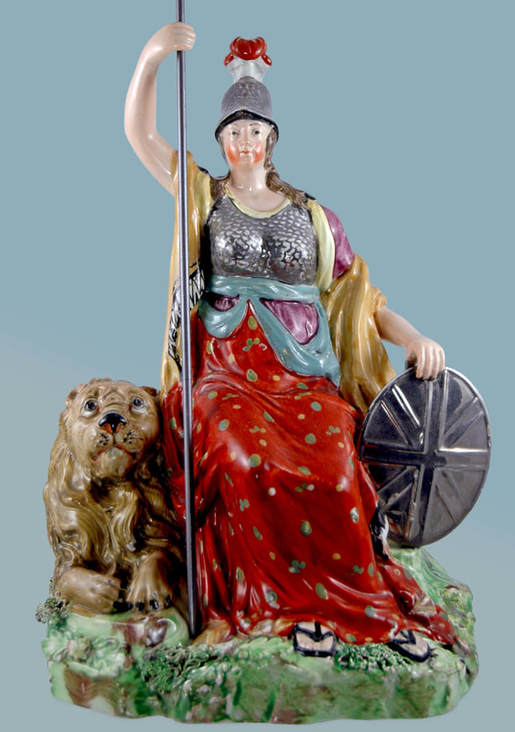 antique Staffordshire figure, Staffordshire pottery figure, T. Smith, Theophilus Smith, pearlware figure, bocage figure, Myrna Schkolne, Charity 