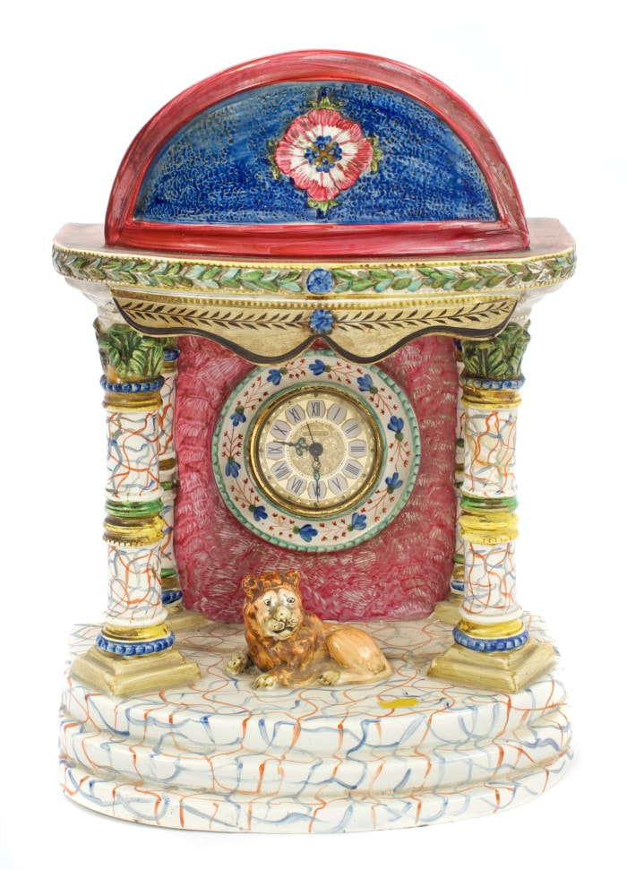 watch stand, antique Staffordshire pottery, lion, pearlware watch stand, Fell, Myrna Schkolne